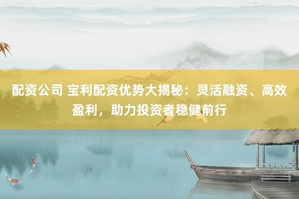 配资公司 宝利配资优势大揭秘：灵活融资、高效盈利，助力投资者稳健前行