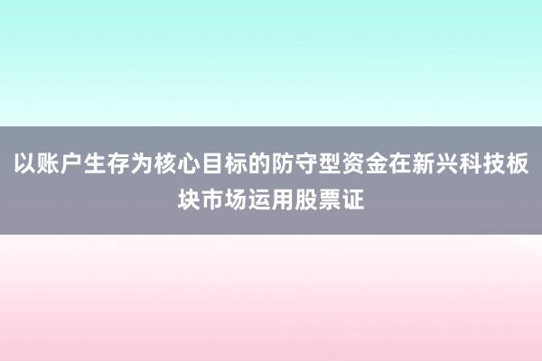 以账户生存为核心目标的防守型资金在新兴科技板块市场运用股票证